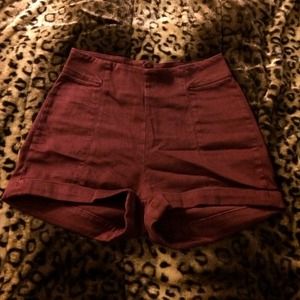 Urban outfitters maroon high waisted shorts
