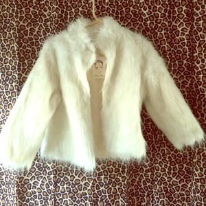 faux fur white jacket
