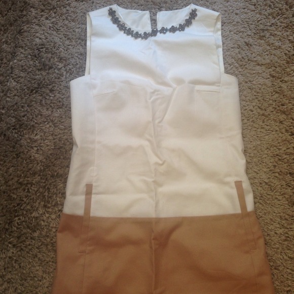 Zara colorblock shift dress with jeweled collar