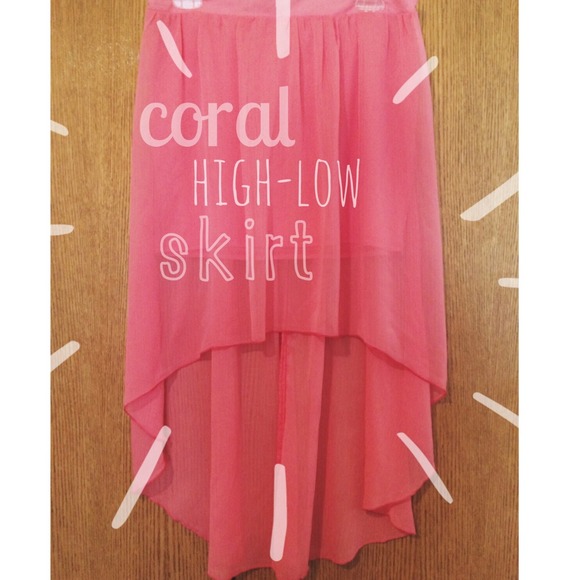 Flowy Coral High-Low Skirt