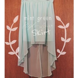 Flowy Mint Green High-Low Skirt