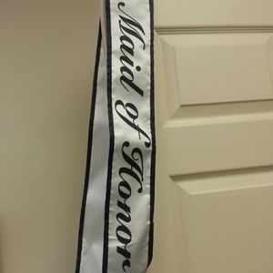 Maid of Honor Satin Sash Black/White