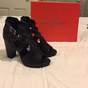 Black strapped heels