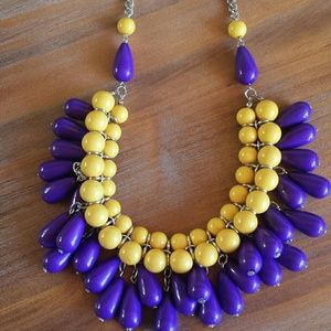 Purple and yellow statement necklace set (LSU)