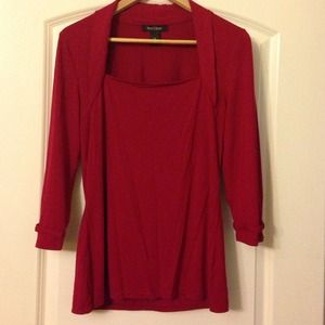 White House Black Market Deep LipstickPink Blouse