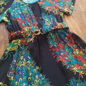 NWT Bellatrix Silk Peacock Dress with Belt