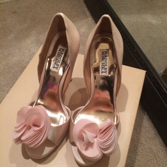 Badgley Mischka Pink Satin D'Orsay Pumps