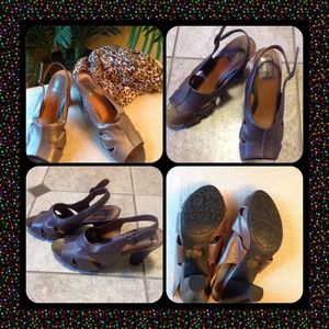 Pewter Size 7.5 Clarks Heels