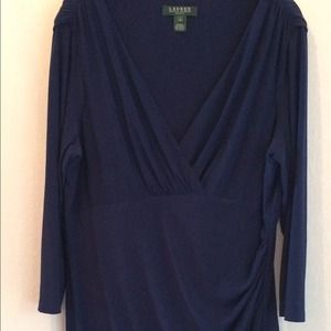 Ralph Lauren Navy Blue Ruched Dress, SZ 18