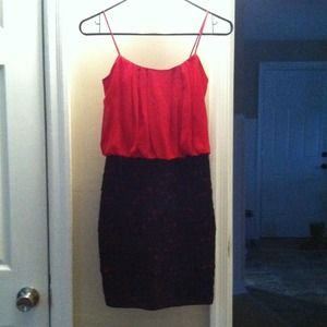 S Red & Black Lace Dress