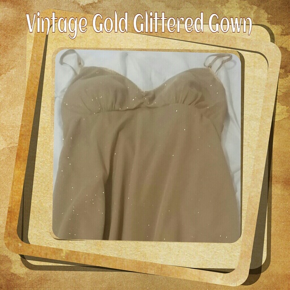 Vintage Gold Glittered Gown  Size Medium