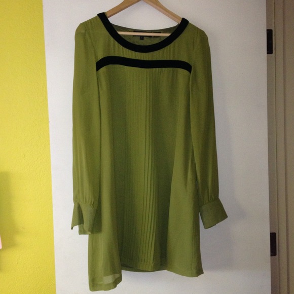 Green silk tunic dress