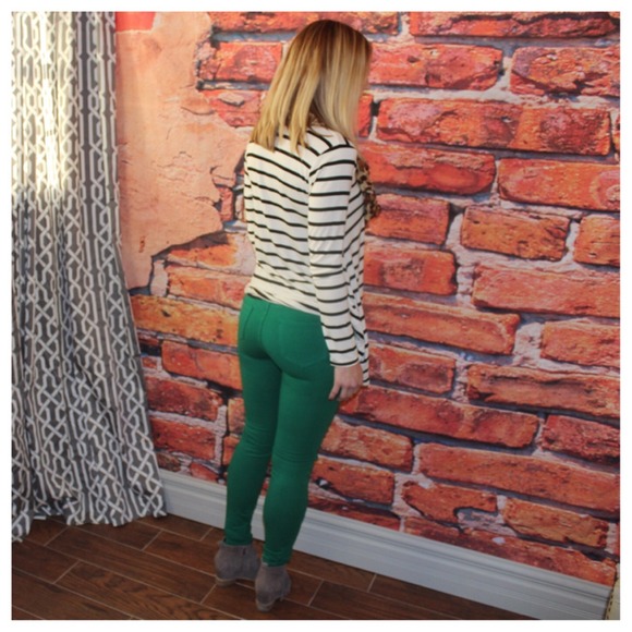 Kelly green knit jeggings - Picture 2 of 2