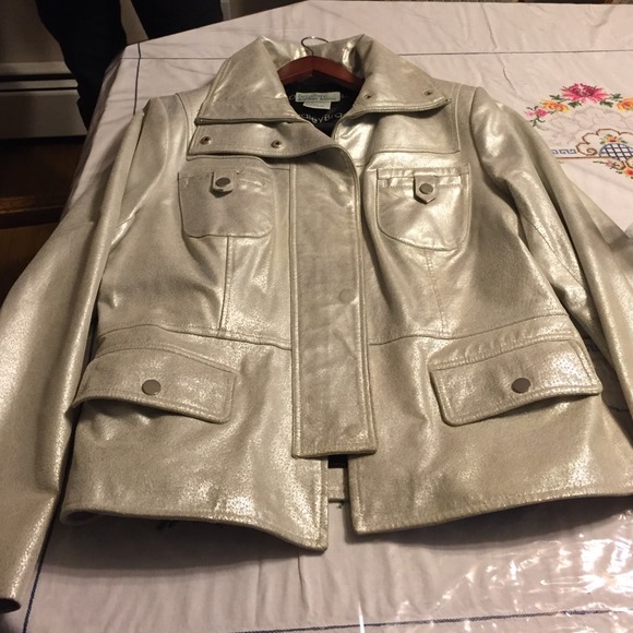 Silver leather jacket size m