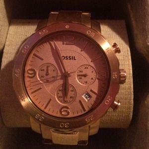 Rose gold Fossil watch