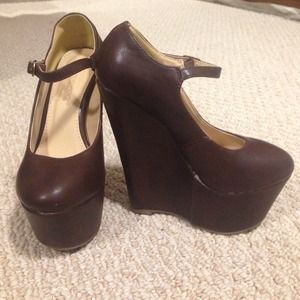 Maryjane wedge pumps