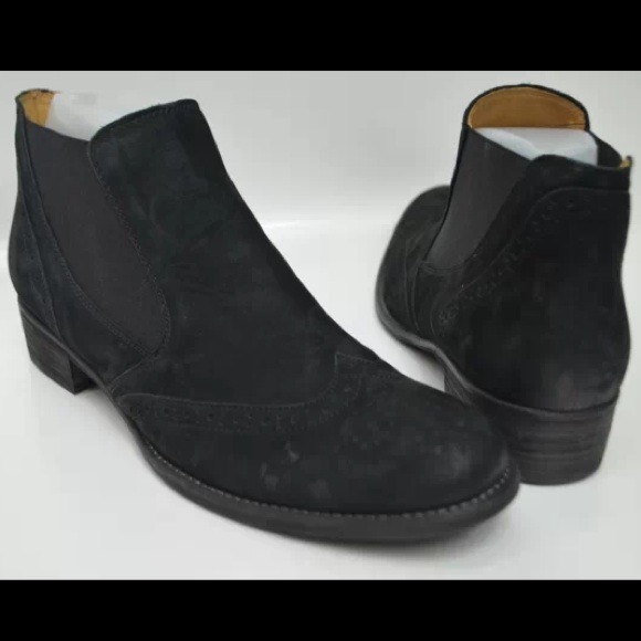 New Black Gabor 8 Chelsea Leather Flat Ankle Boots