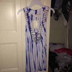 Top with diamonds, blue tie dye