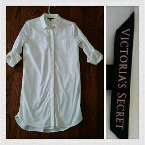 VS WHITE BUTTON DOWN SHIRTDRESS