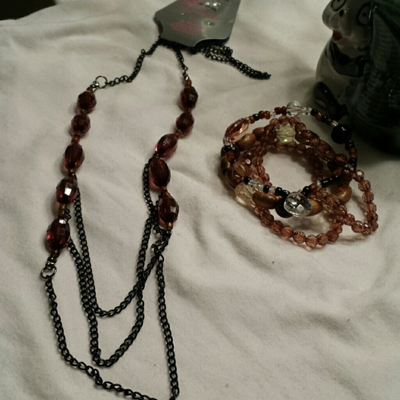 Brown glass fashion jewelry set