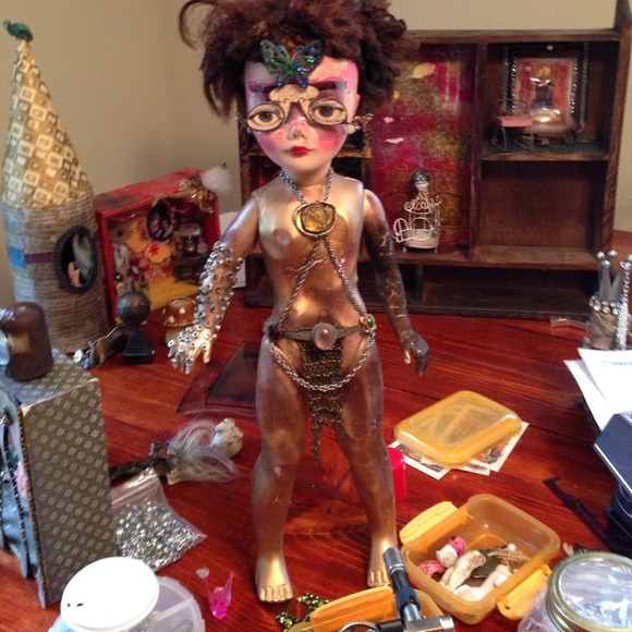 Bad ass warrior vintage doll assemblage