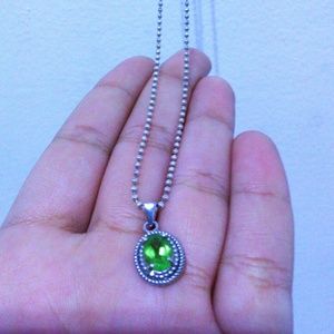 Real silver august birthstone necklace