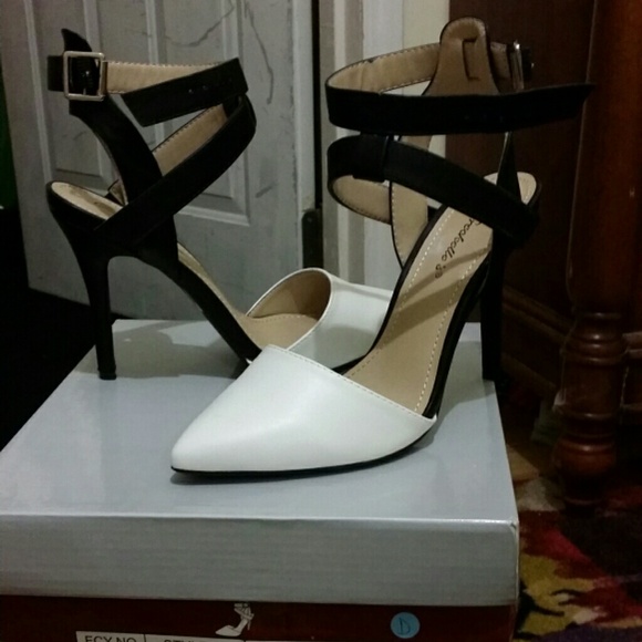Black and white heels