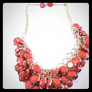 REDUCED Orange round Statement Necklace REDUCED Orange round Statement Necklace