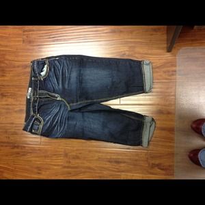 Cuffed capris dark wash