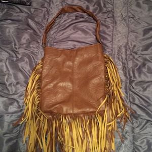 Brown fringe bag