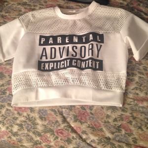 Mesh "Parental Advisory" shirt