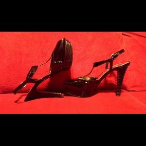 BCBGirls Black Open-Toe Patent Leather Shoes