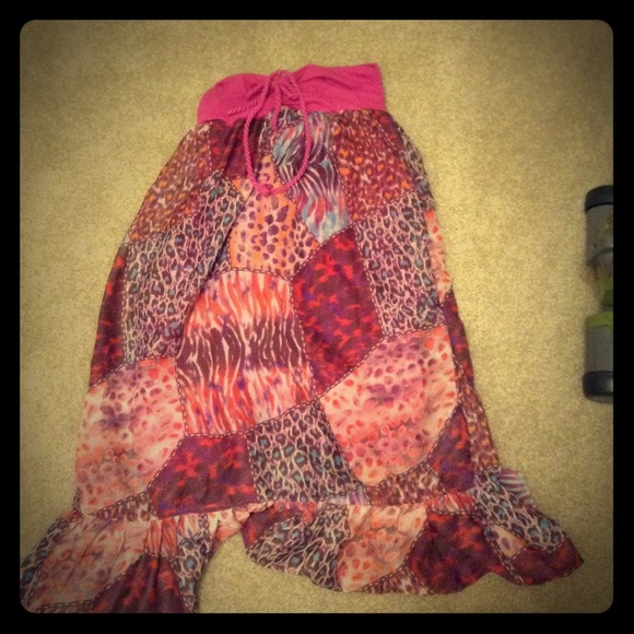 A pink skirt and dress with animal print