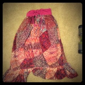 A pink skirt and dress with animal print