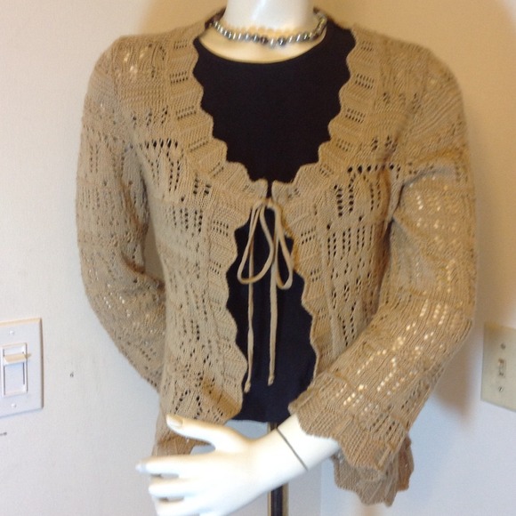 TAN SWEATER WITH TIE - Picture 2 of 2