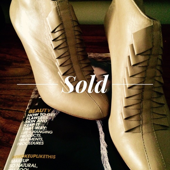 Leather Nude Booties - Picture 1 of 4