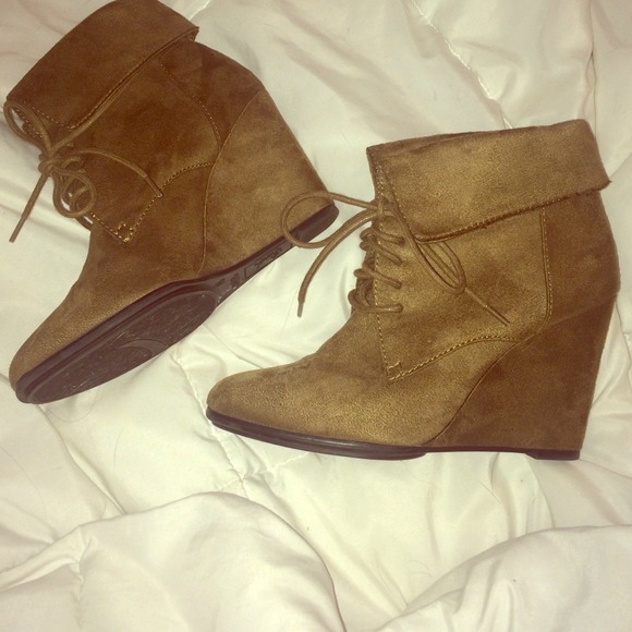 Tan Wedge Booties