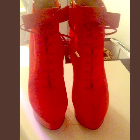 Charlotte Olympia size 37 suede red boots - Picture 1 of 4