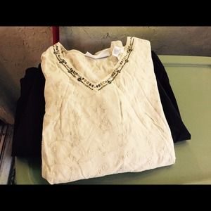 Brown corduroy stretch pants and light beige top🎀