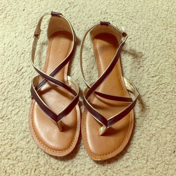 Black and gold sandals