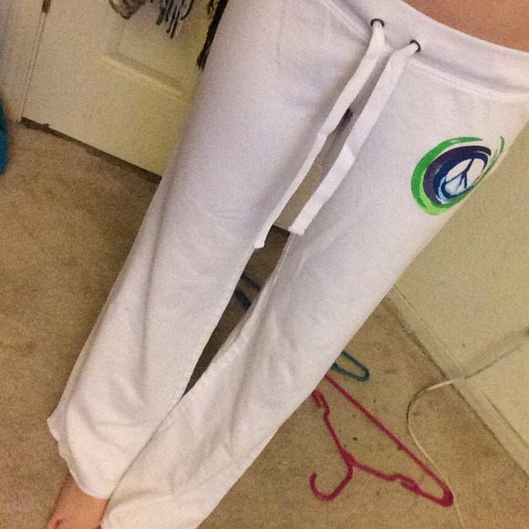 White Peace Sign Sweats - Picture 1 of 1