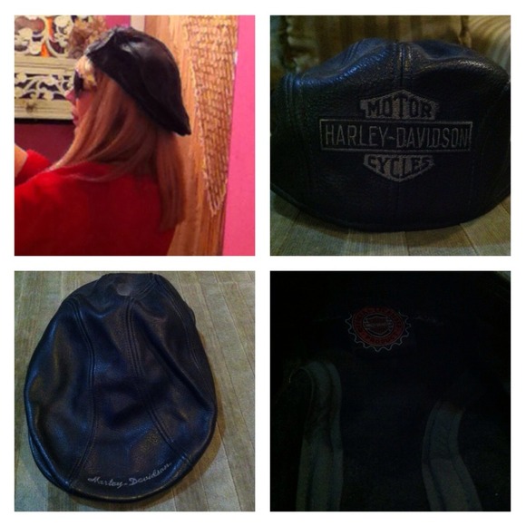 Black Harley Davidson Leather Ivy Cap🌹 - Picture 3 of 4