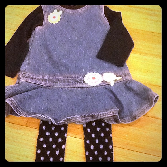 Denim dress w black LS & tights🚫SOLD IN BUNDLE🚫