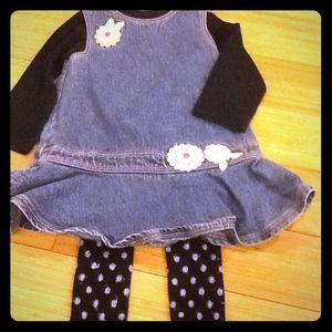 Denim dress w black LS & tights🚫SOLD IN BUNDLE🚫