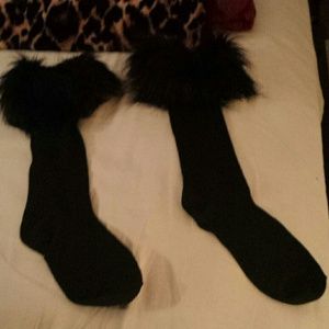 Tall furry top socks