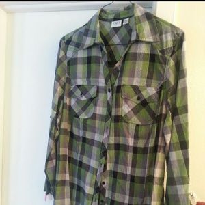 Plaid long sleeve button down