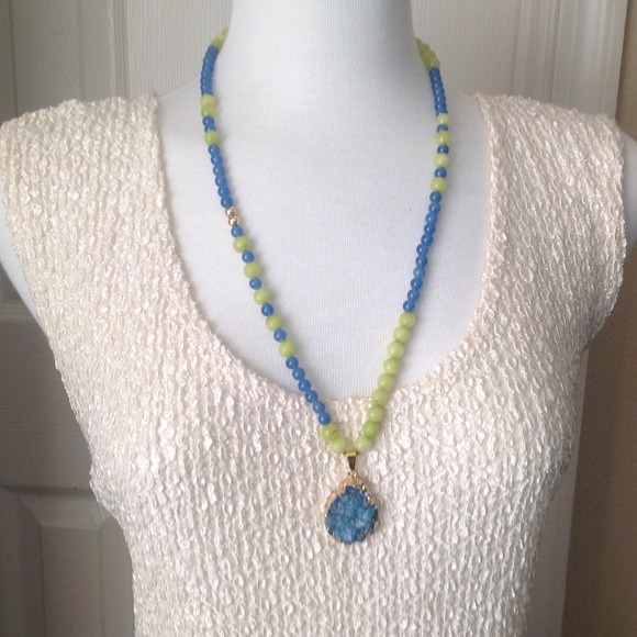 Handmade 14k Gold Druzy, Jade, Chalcedony 💜SALE!