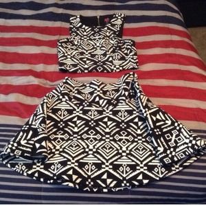 Crop top and skater skirt set