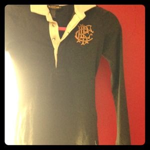 Gray rugby collared long sleeve shirt