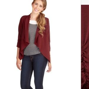 Burgundy Mod Cloth lightweight blazer.